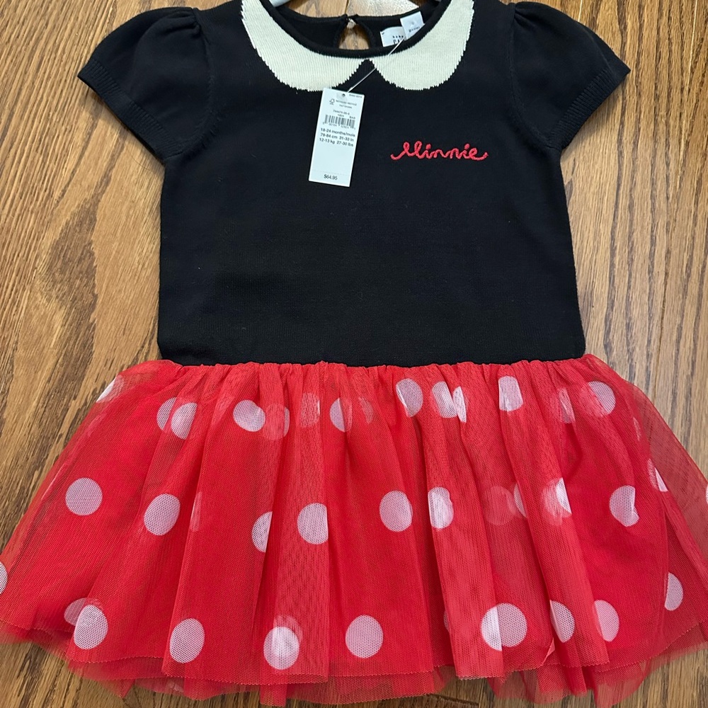 NWT GAP Minnie Polka Dot Tutu Dress - Black & Red 18-24m